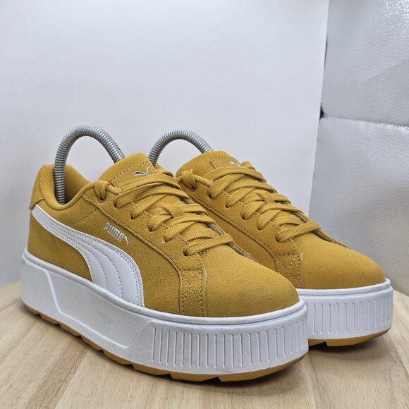 Womens Size 7.5 - PUMA SUEDE MAYU Platform Sneakers Yellow/White - Picture 5 of 9